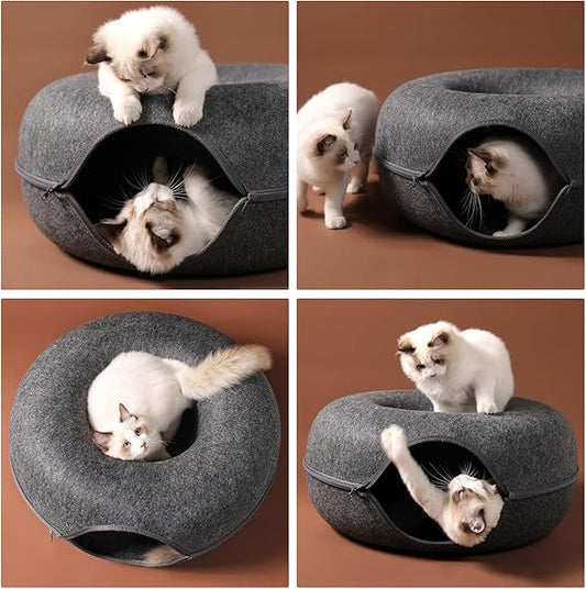 Bininl Cat Donut Tunnel and Peekaboo Cat Cave Bed