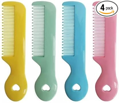 Pack Of 4 Round Tip Bristles Baby Comb For Sensitive Scalp Skin, 1.0 Count